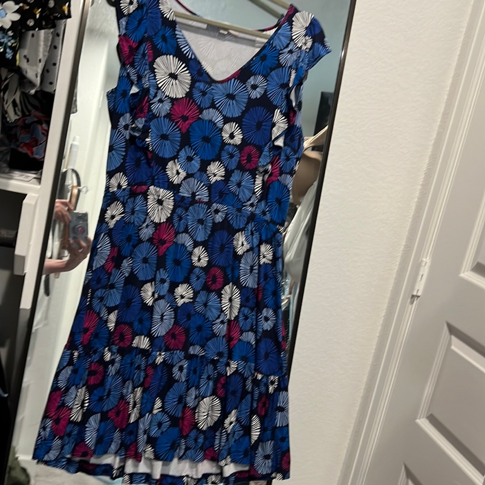 Loft V Neck Flutter Sleeve Dress